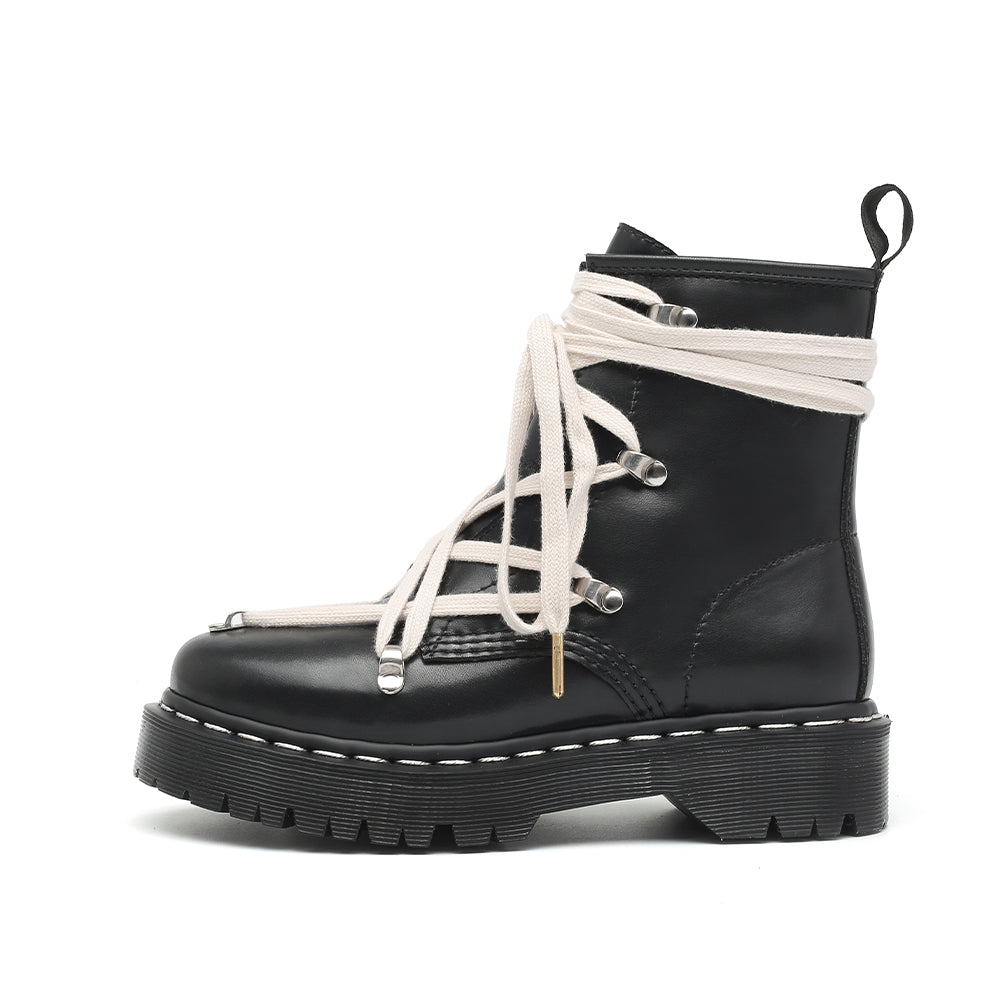 Retro Lace-up Thick bottom Ankle Boots