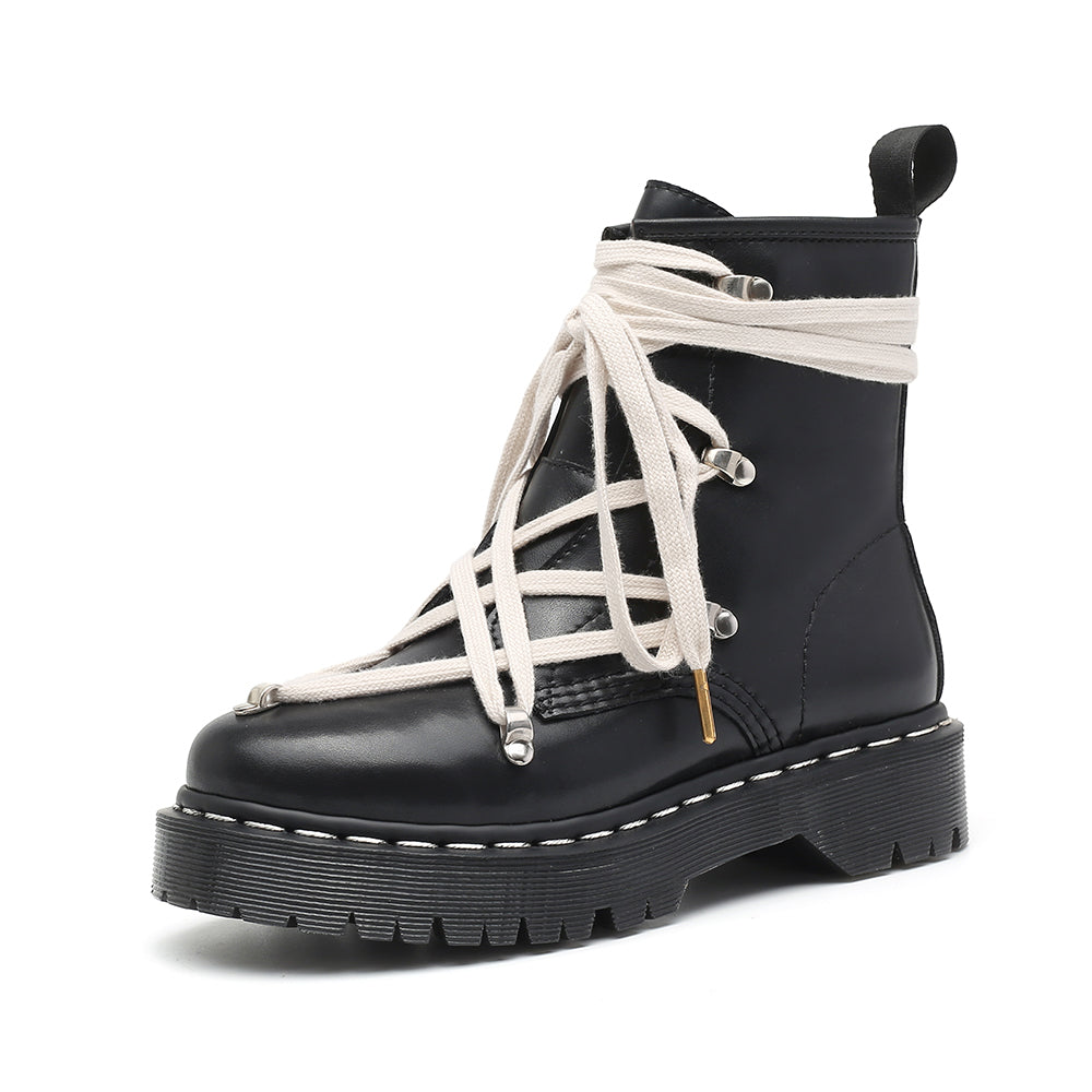 Retro Lace-up Thick bottom Ankle Boots